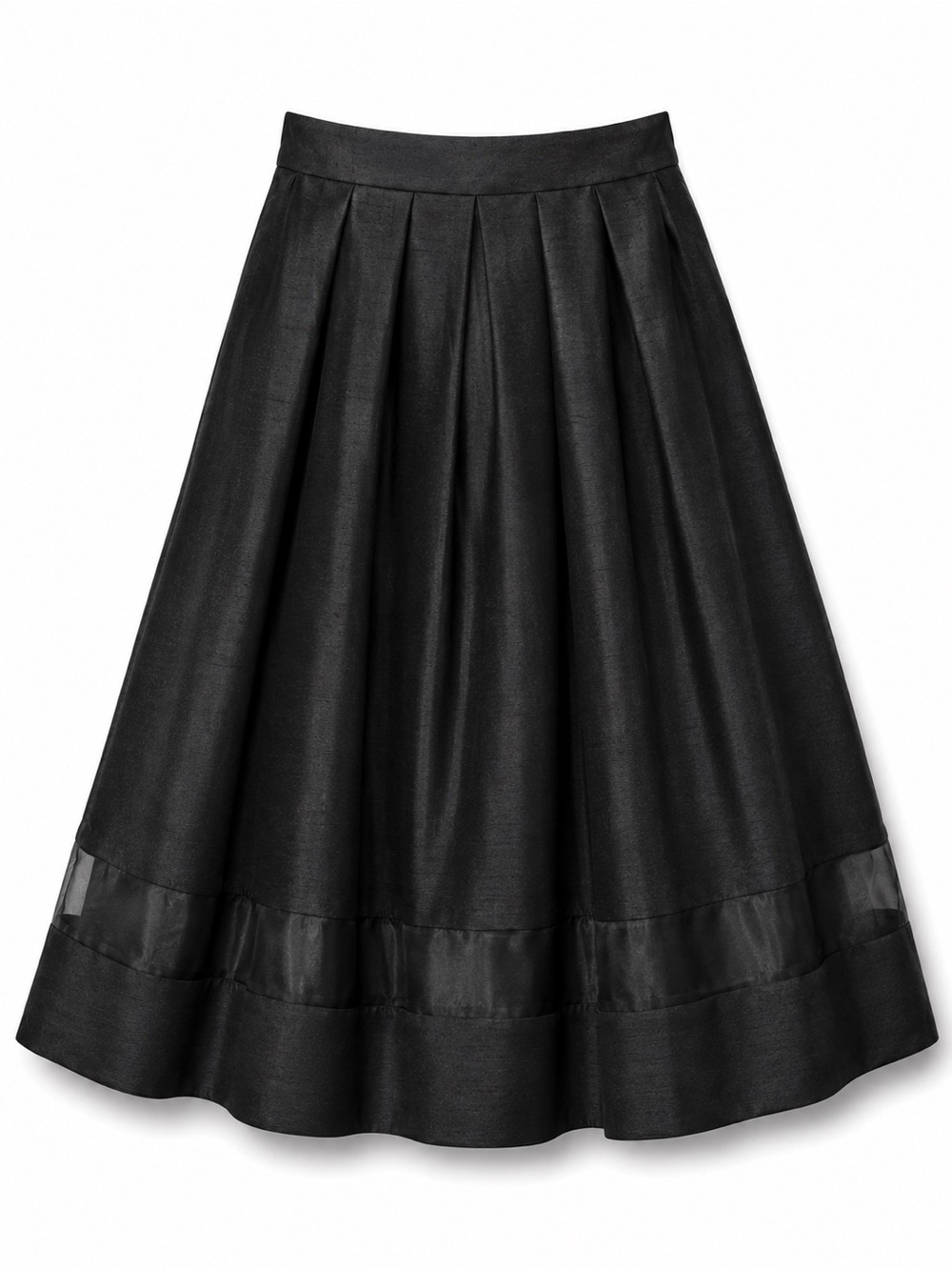 Elegant Evening Black Pleated Flare Skirt with Tulle – Size 6/S
